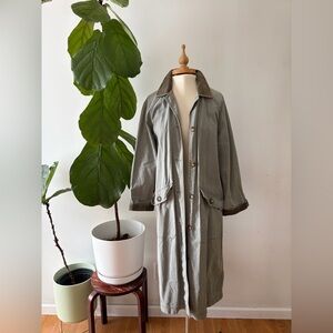 Rare Vintage 90 LL Bean Gray Barn Coat Corduroy Collar Oversized Workwear Jacket